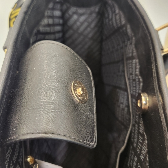 Steve Madden Structured FAUX leather Lined Tote,Black Womens OS - Picture 8 of 14